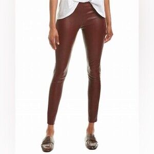 LAMARQUE Winnie Stretch Leather Legging In Burgundy Wine Color S